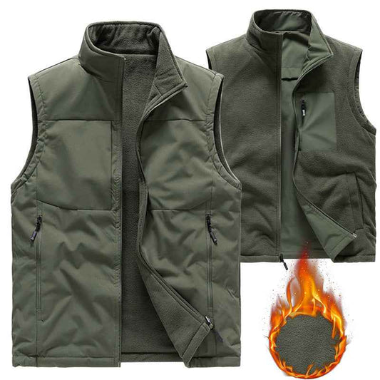 Men's Fleece Vest Double-sided Warm Sleeveless Winter Outdoor Workwear