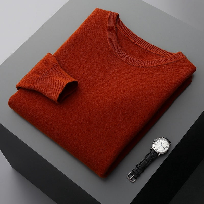 Autumn Winter Men's Knitted Sweater Round-Neck Long-Sleeved Pullover Casual