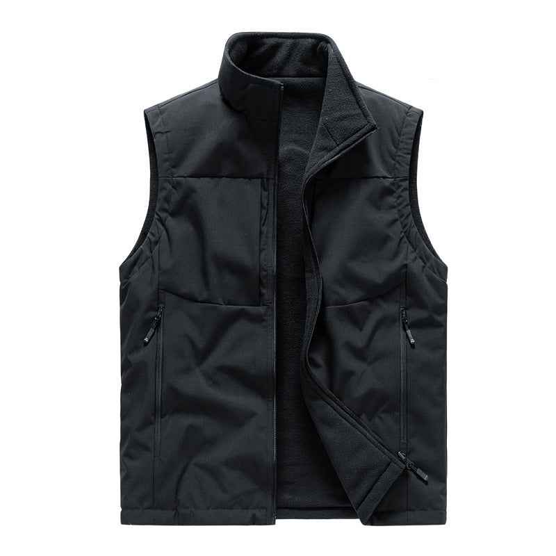 Men's Fleece Vest Double-sided Warm Sleeveless Winter Outdoor Workwear