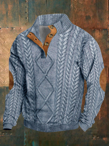 3D Printed Men's Sweater with Hot Digital Printing and Stand Collar