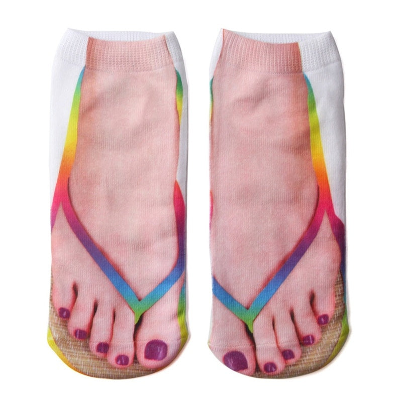 3D Printing Cartoon Socks - Creative Flip Flop Design for Men and Women