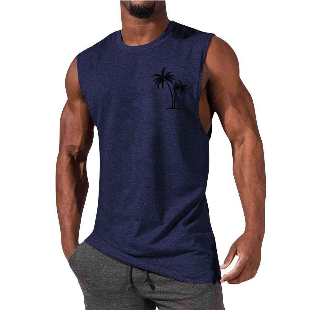 Coconut Tree Tank Top Summer Beach Vest for Men - Workout Muscle Fitness T-shirt