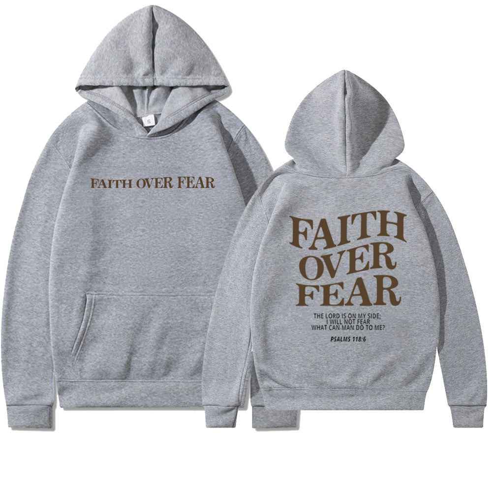 Faith Over Fear Hoodie Unisex Christian Sweatshirt with Bible Verse Trendy Aesthetic Design