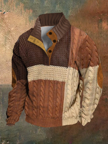 3D Printed Men's Sweater with Hot Digital Printing and Stand Collar