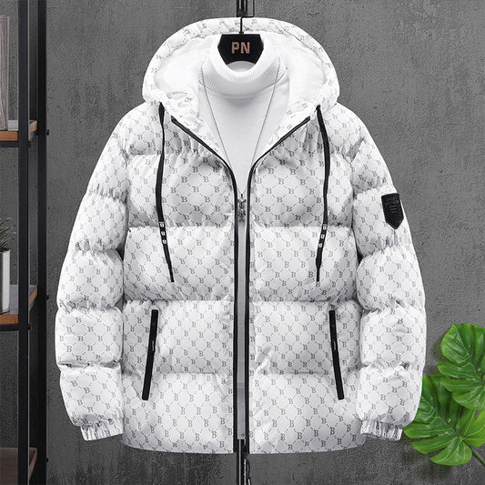 Autumn Winter Casual Men's Padded Hooded Coat Cotton Printing Popular