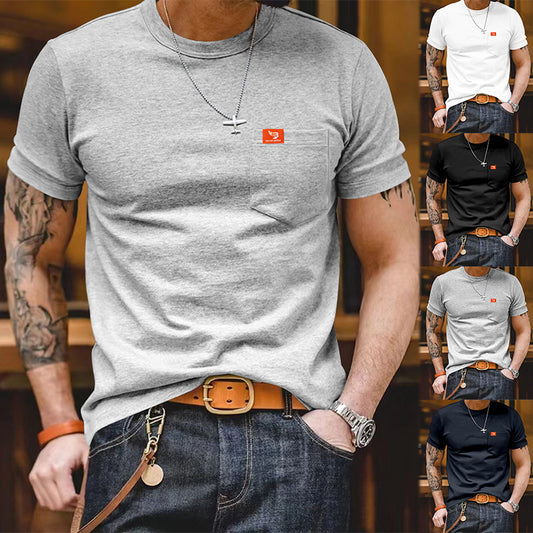Plus Size Men's T-Shirt Casual Short Sleeve Trendy Solid Color