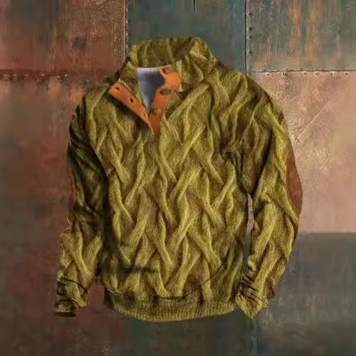 3D Printed Men's Sweater with Hot Digital Printing and Stand Collar