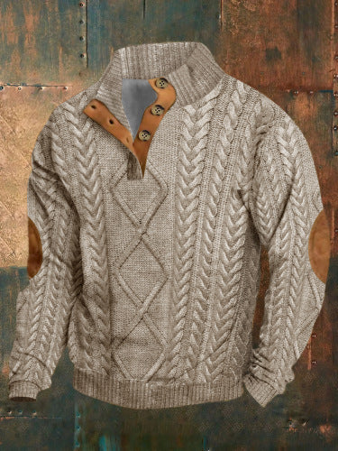 3D Printed Men's Sweater with Hot Digital Printing and Stand Collar