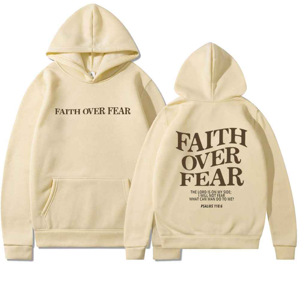 Faith Over Fear Hoodie Unisex Christian Sweatshirt with Bible Verse Trendy Aesthetic Design