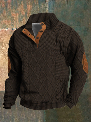3D Printed Men's Sweater with Hot Digital Printing and Stand Collar