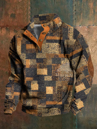 3D Printed Men's Sweater with Hot Digital Printing and Stand Collar