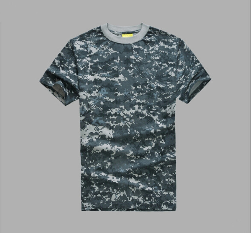 Mesh Round Neck Military Camouflage T-shirt - Short Sleeve Military Fan Design