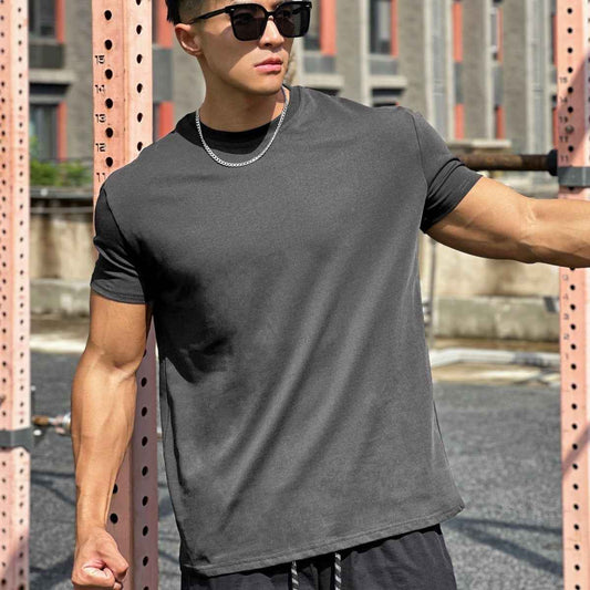 Muscle Sports Men's Fitness Cotton T-Shirt - Loose Cotton Fitness Short Sleeve for Men