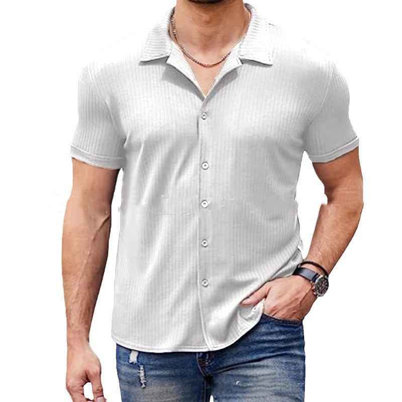 Men's Polo Shirt Casual Collar Short Sleeve Button Cotton Blend